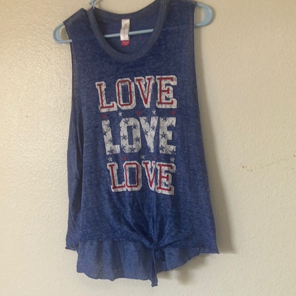 FINAL MARKDOWN Blue Love Print junior Tank Top xxxl